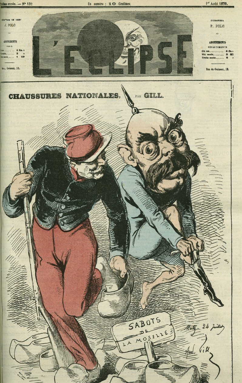 Sko Nationales, Otto von Bismarck (1815-1898) bytter sine støvler med træskoene ved Mosel. Cover i "" L