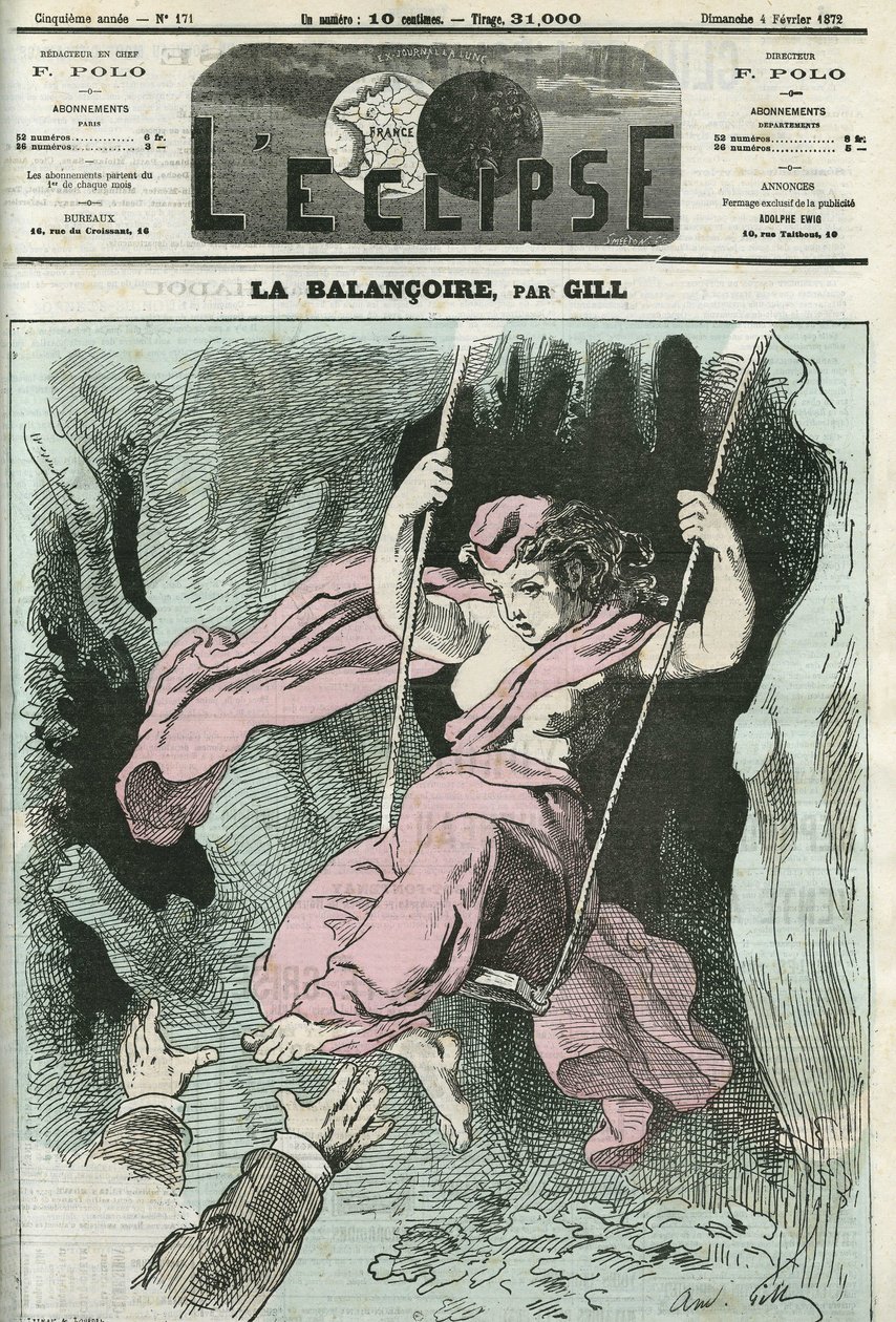Gyngen, armene strækker sig mod republikken på dens sving. Cover i "" L