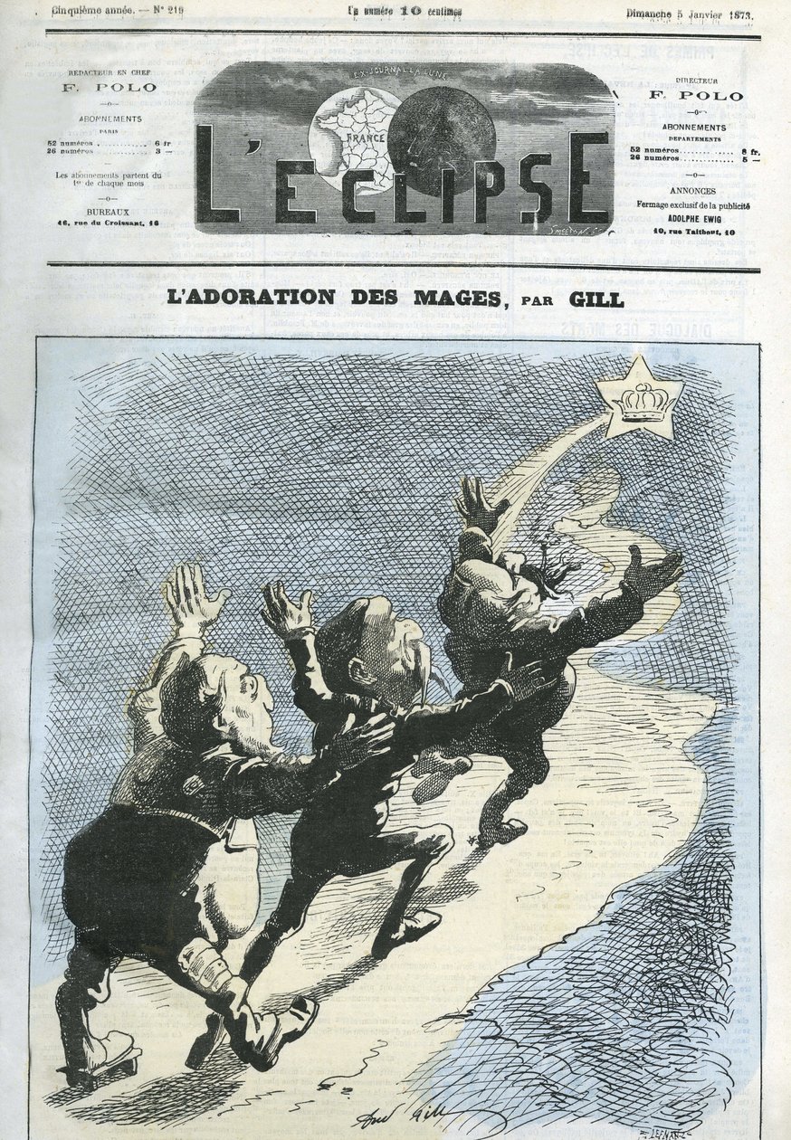 Tilbedelsen af magi, hertugen af Broglie (1821-1901), præsident Mac-Mahon (1808-1893), Henri d