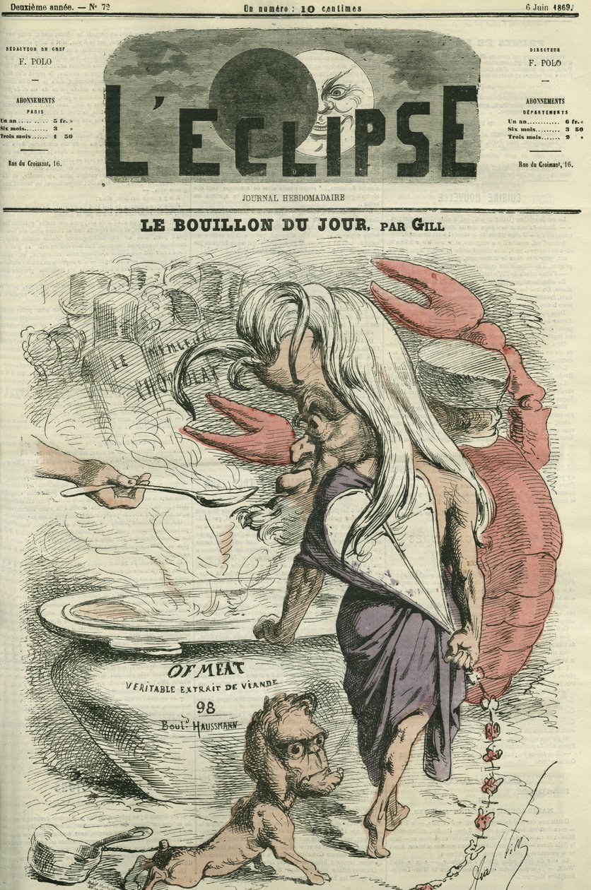 Dagens bouillon, illustration for "" af-kød"", kødekstrakt. Cover i "" L