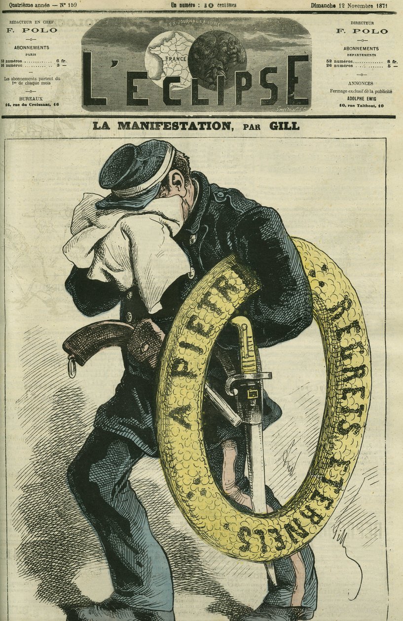 Demonstrationen, de dødes fest på kirkegården i Montmartre, der trækker fra naturen. Cover i "" L