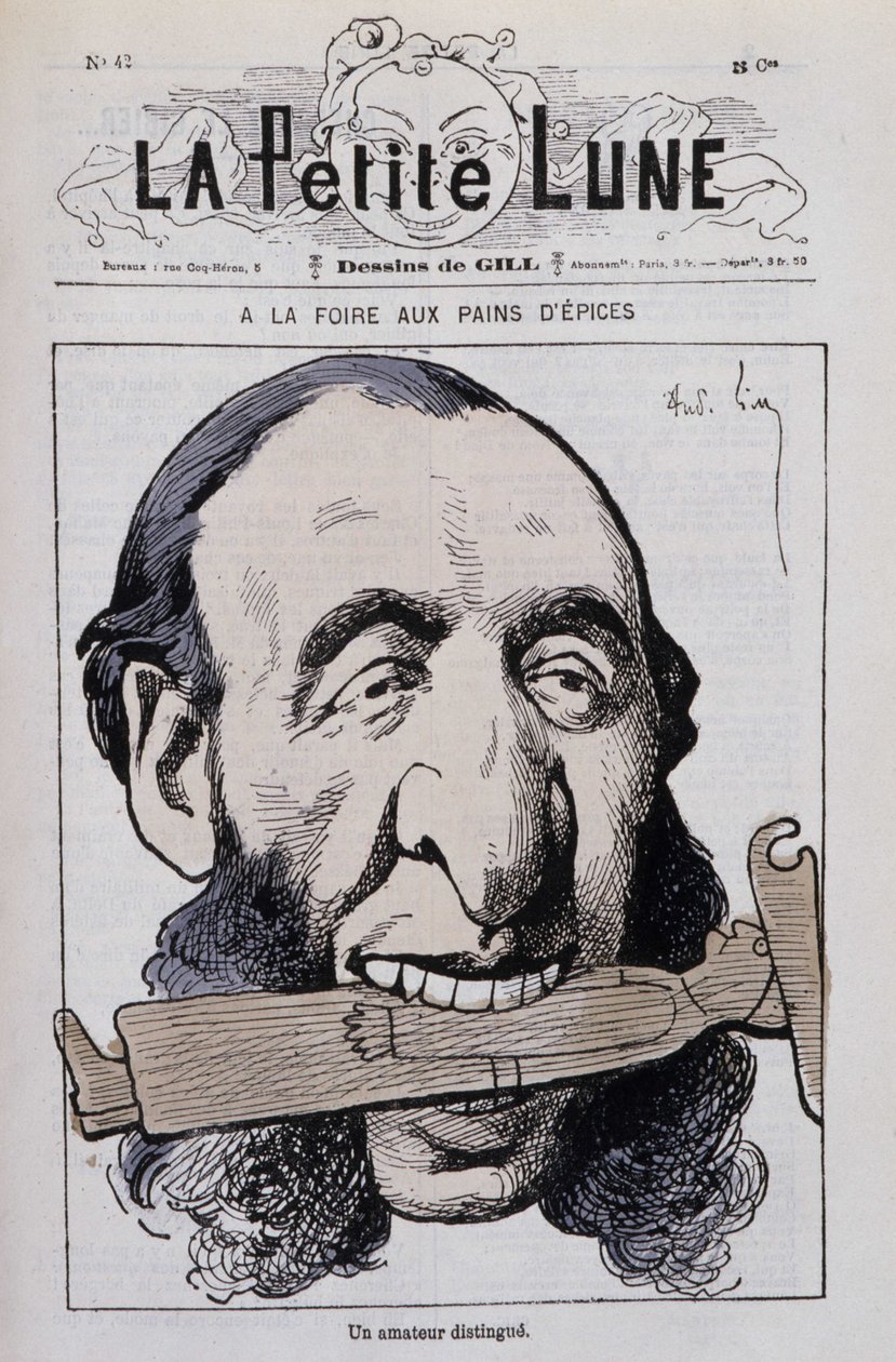 Honningkagemessen, en fremtrædende amatør: Karikatur af Jules Ferry antiklerical - i "Den lille måne"" af Andre Gill