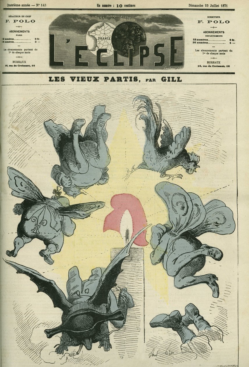 De gamle politiske partier i Frankrig som royalisterne eller bonapartisterne er bange for republikkens lys. Cover i "" L