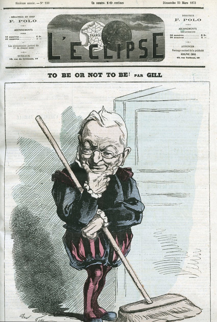 At være eller ikke være, tegneserie af Adolphe Thiers (1797-1877), fransk statsmand. Cover i "" L