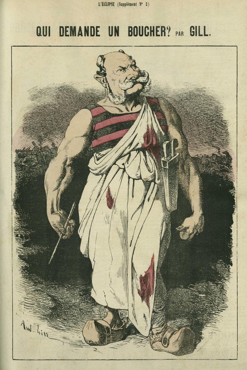 Hvem beder om en slagter, karikatur af Vilhelm I af Tyskland (1797-1888), vinder af krigen i 1870. i "" L