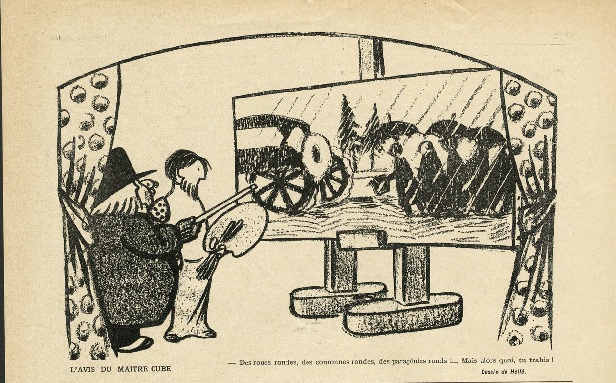 Illustration af Andre Helle (1875-1945) i Le Smile, nr. 12, 20/03/13 - Mesterkubbens mening - Kunst, Avantgarde, Kubisme af Andre Helle