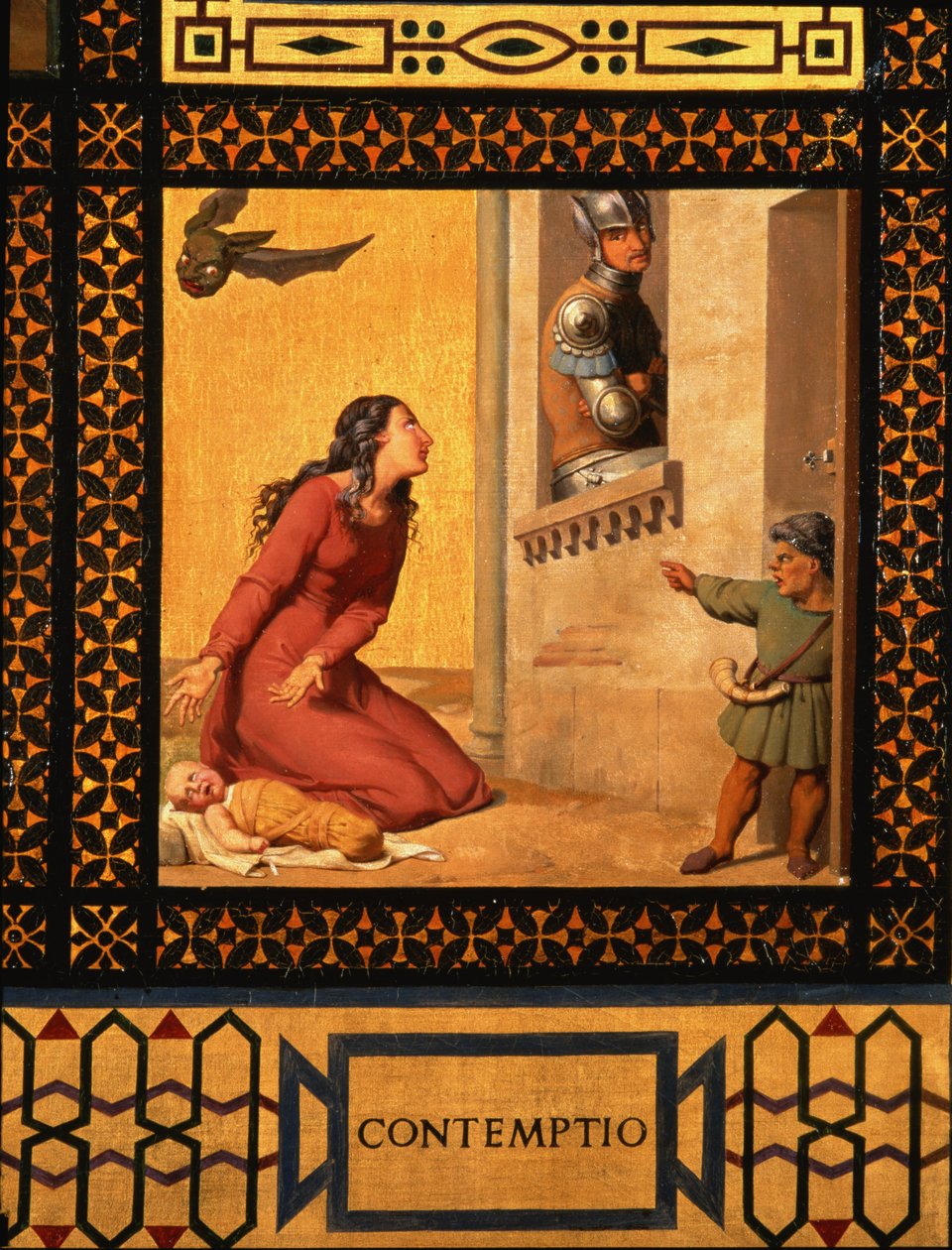 Good and Evil: Scorn, 1832 detalje af 89709 olie på lærred af Andre Jacques Victor Orsel
