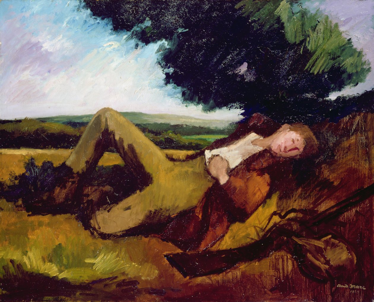 Jægerne hviler eller den sovende jæger, 1929 af Andre Mare