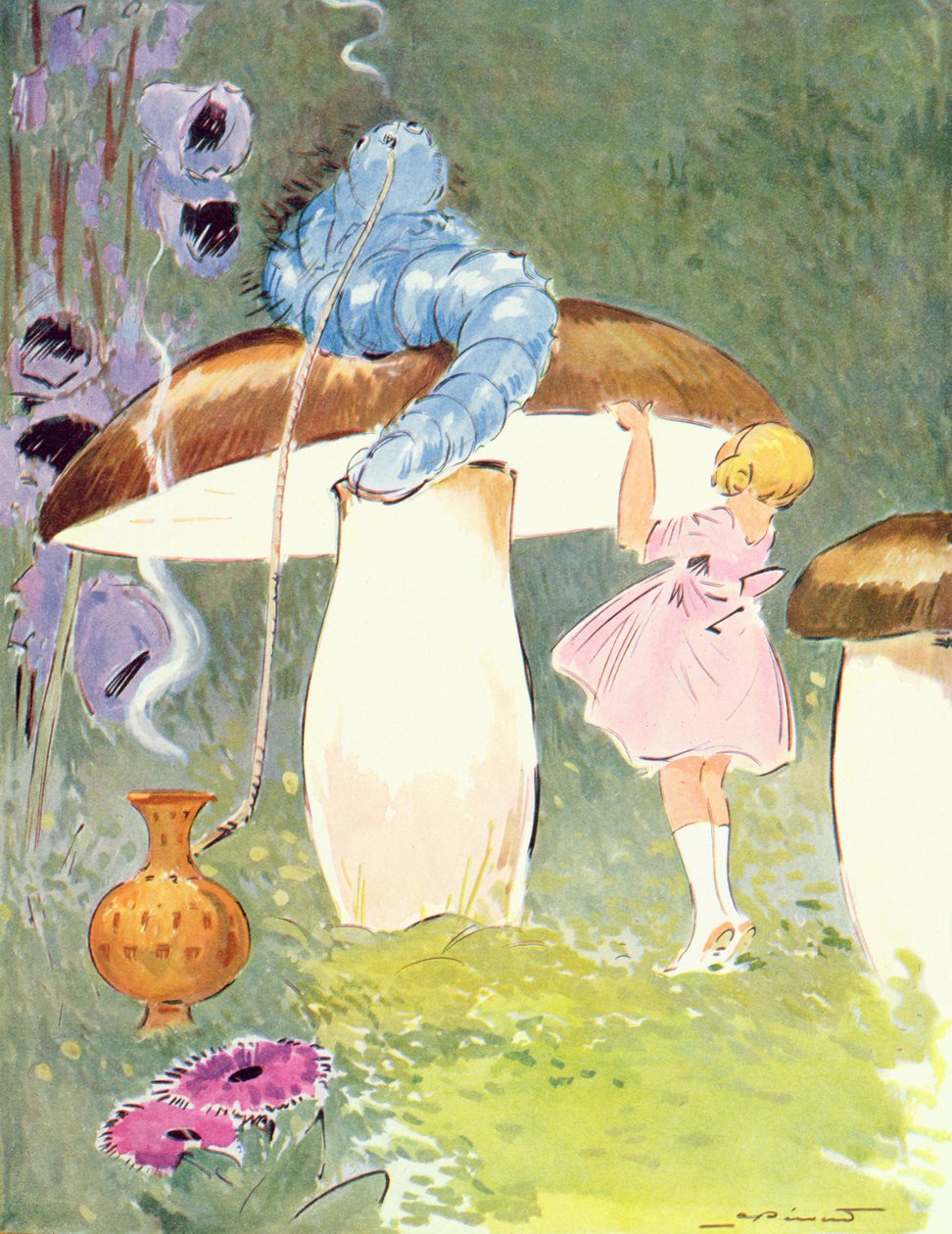 Alice and the Caterpillar, illustration fra 