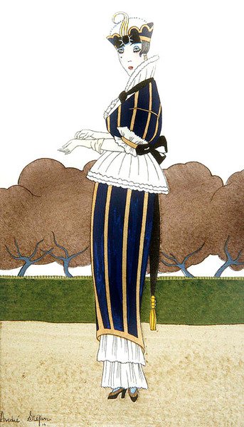 Modetallerken til et parisisk kostume af Andre Stefan