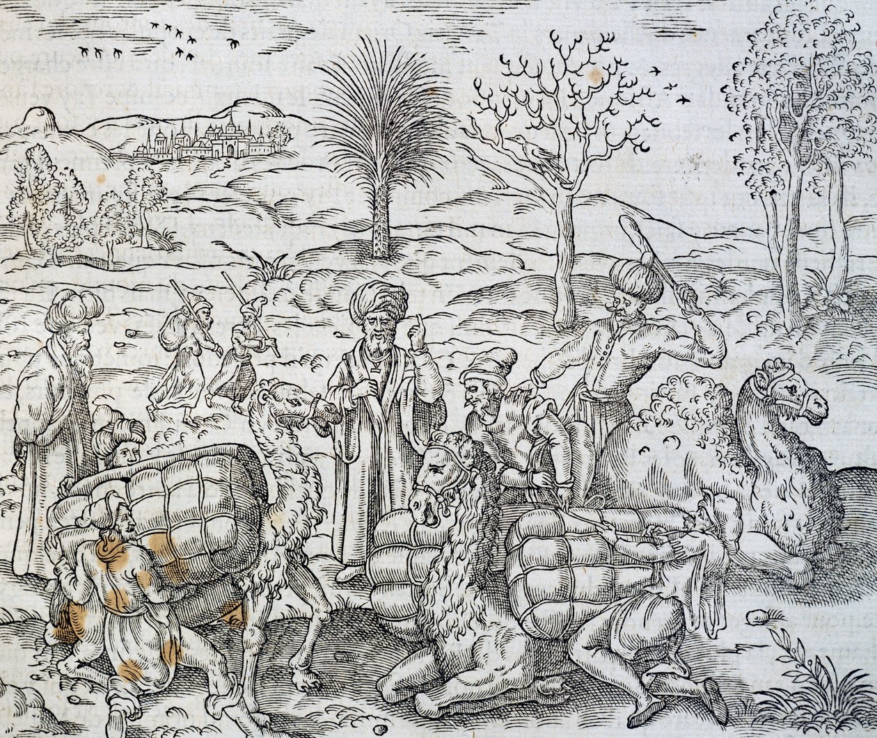 Arabiske købmænd i Syrien, gravering fra Universal Cosmology, af Andre Thevet (1504-1592) af Andre Thevet