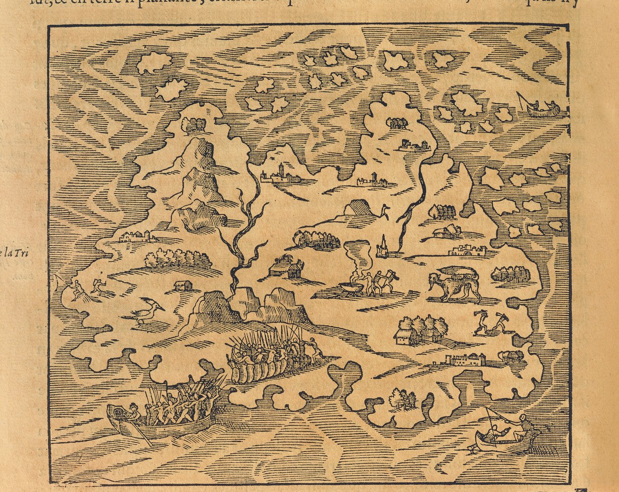 Kort over Trinity Island i Antillerne, fra Universal cosmography af Andre Thevet af Andre Thevet