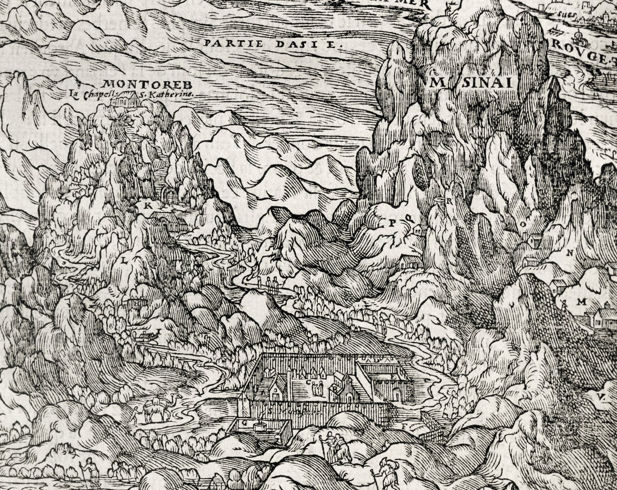 Bjergområde i Sinai, gravering af Andre Thevet (1504-1592), Paris, Frankrig af Andre Thevet