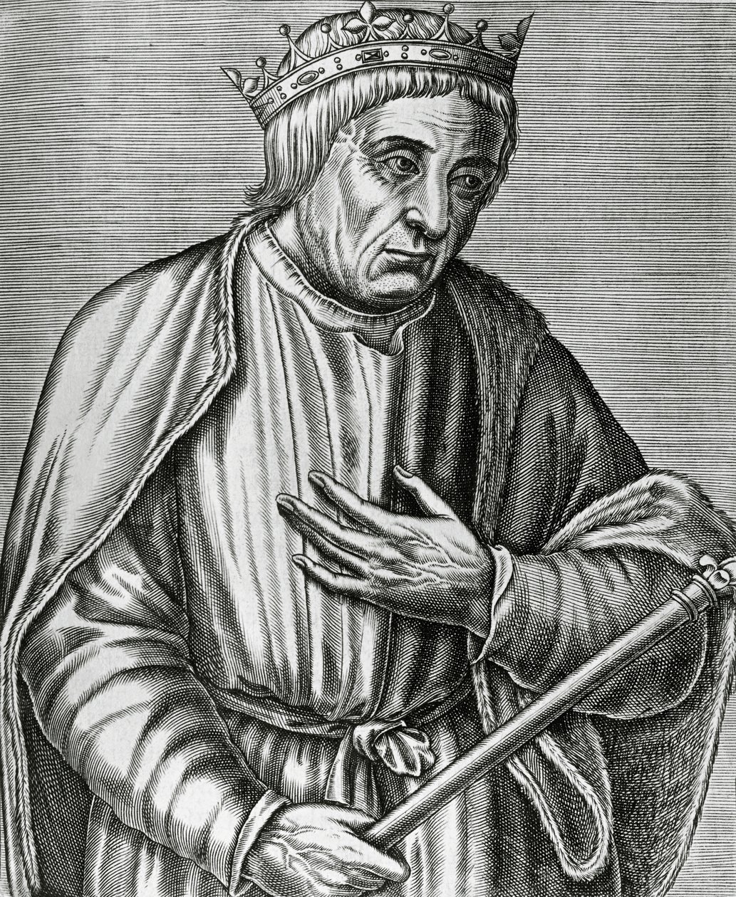 Portræt af Casimir III, konge af Polen, kendt som Great (1310-1370), gravering fra Les Vrais pourtraits et Lives des Hommes illustres af Andre Thevet