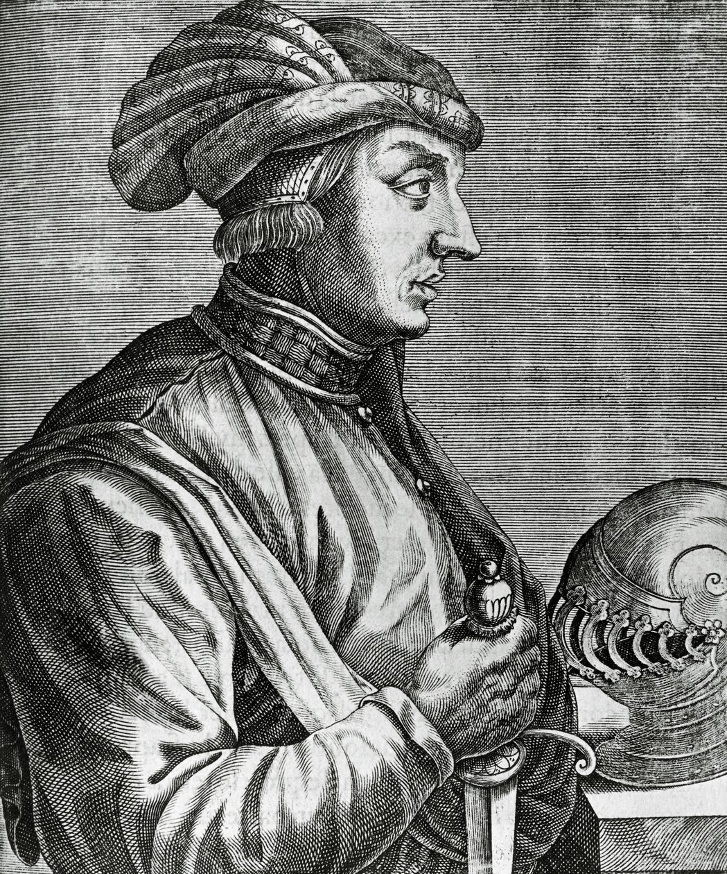 Portræt af Castruccio Castracani (ca 1281-1328), Lord of Lucca, gravering fra The True Portraits and Lives of Illustrious Men af Andre Thevet