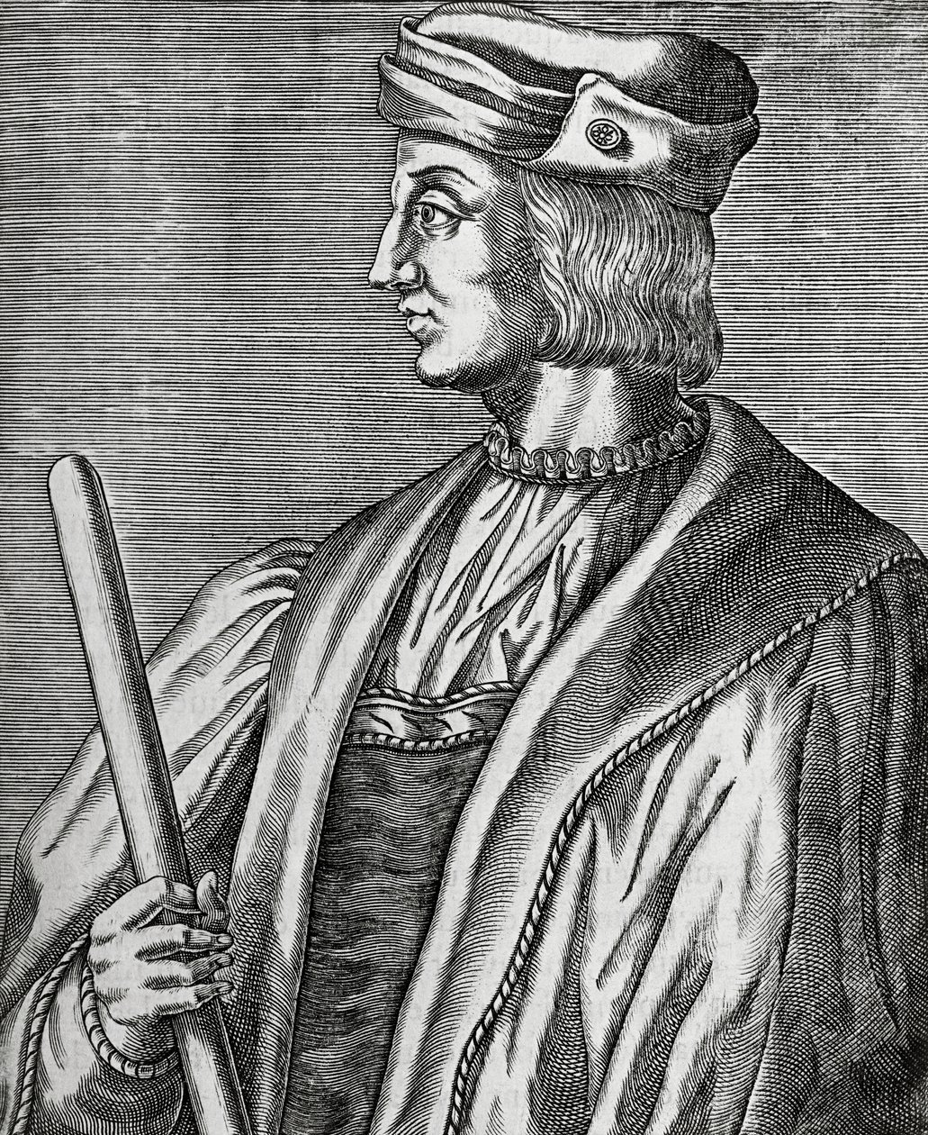 Portræt af Gaston de Foix, hertug af Nemours (1489-1516), gravering fra The True Portraits and Lives of Illustrious Men af Andre Thevet