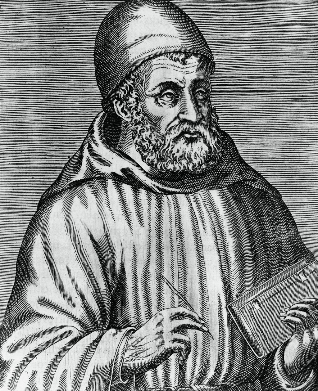 Portræt af John Duns, almindeligvis kaldet Duns Scotus (1265 eller 1266-1308), skotsk filosof og teolog, gravering af Andre Thevet (1504-1592) fra The Real Portraits and Lives of Illustrious Greek, Latin and Pagan Men af Andre Thevet
