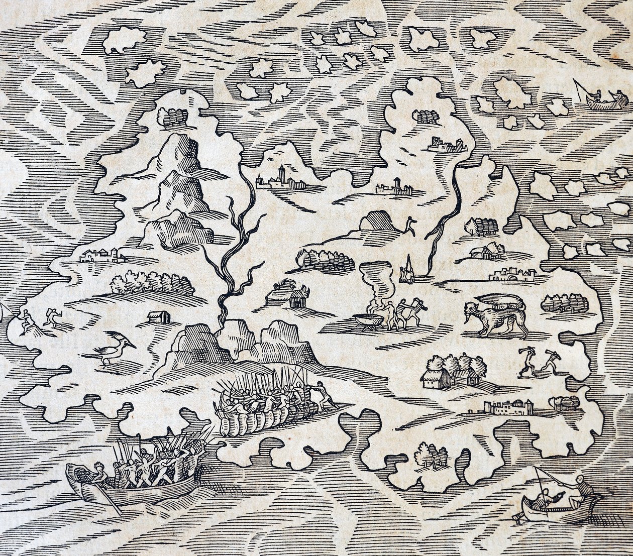 Trinity Island, gravering fra Universal Cosmology, af Andre Thevet (1504-1592), Paris af Andre Thevet