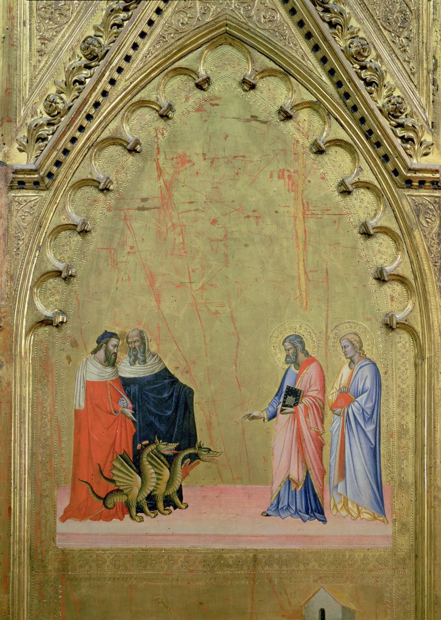 Dragenes mirakel, fra altertavlen af St. Matthæus og scener fra hans liv, ca. 1367-70 (tempera på panel) af Jacopo di Cione