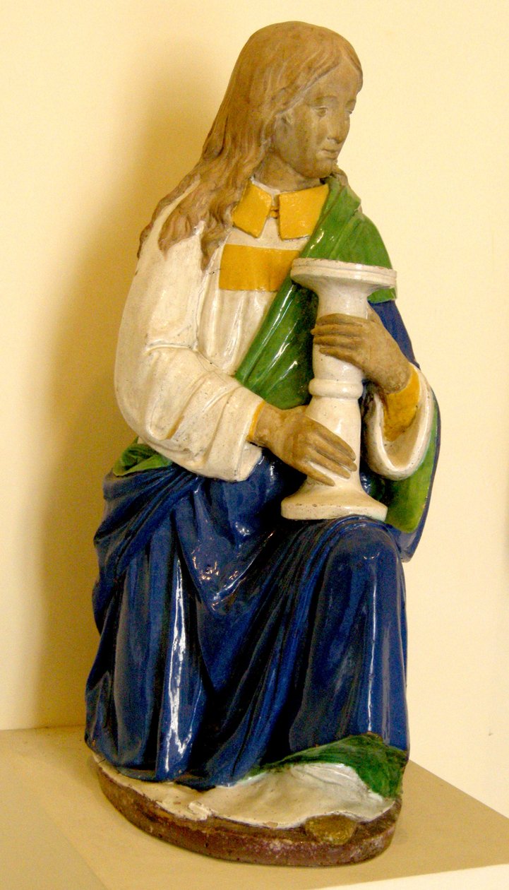 Engel holder en lysestage (keramik) af Andrea Della Robbia