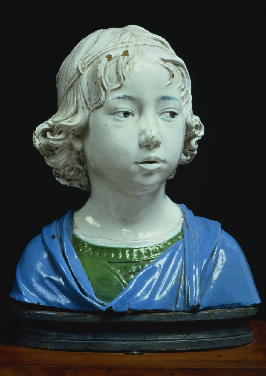 Buste af en ung dreng (glaseret terracotta) af Andrea Della Robbia