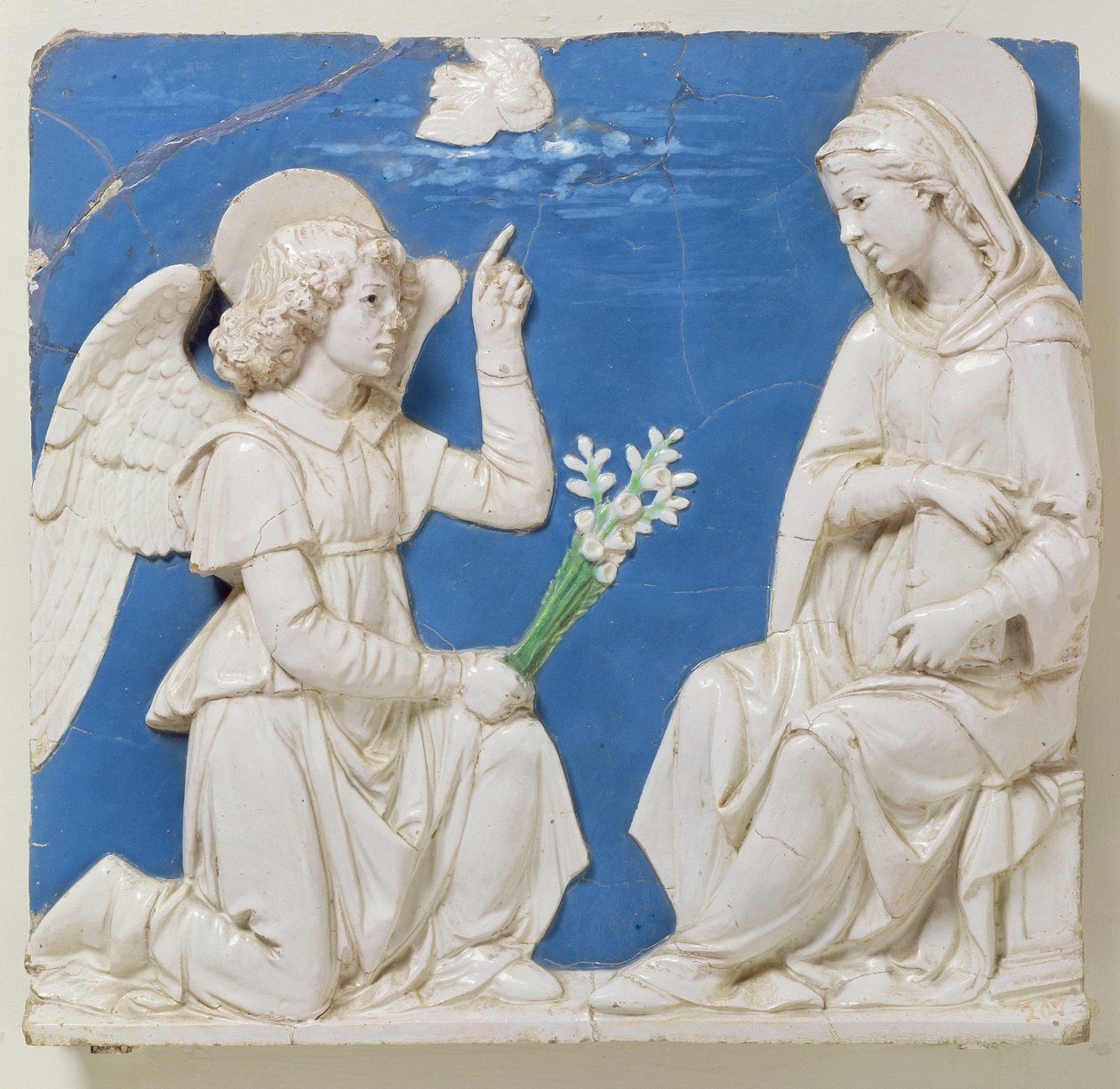 Bebudelsen (glaseret terracotta) af Andrea Della Robbia
