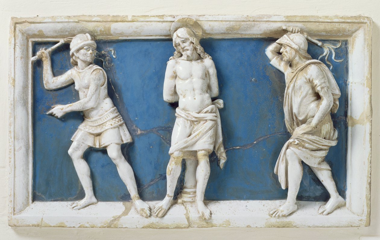 Kristi flagellation, 1495 (glaseret terracotta) af Andrea Della Robbia