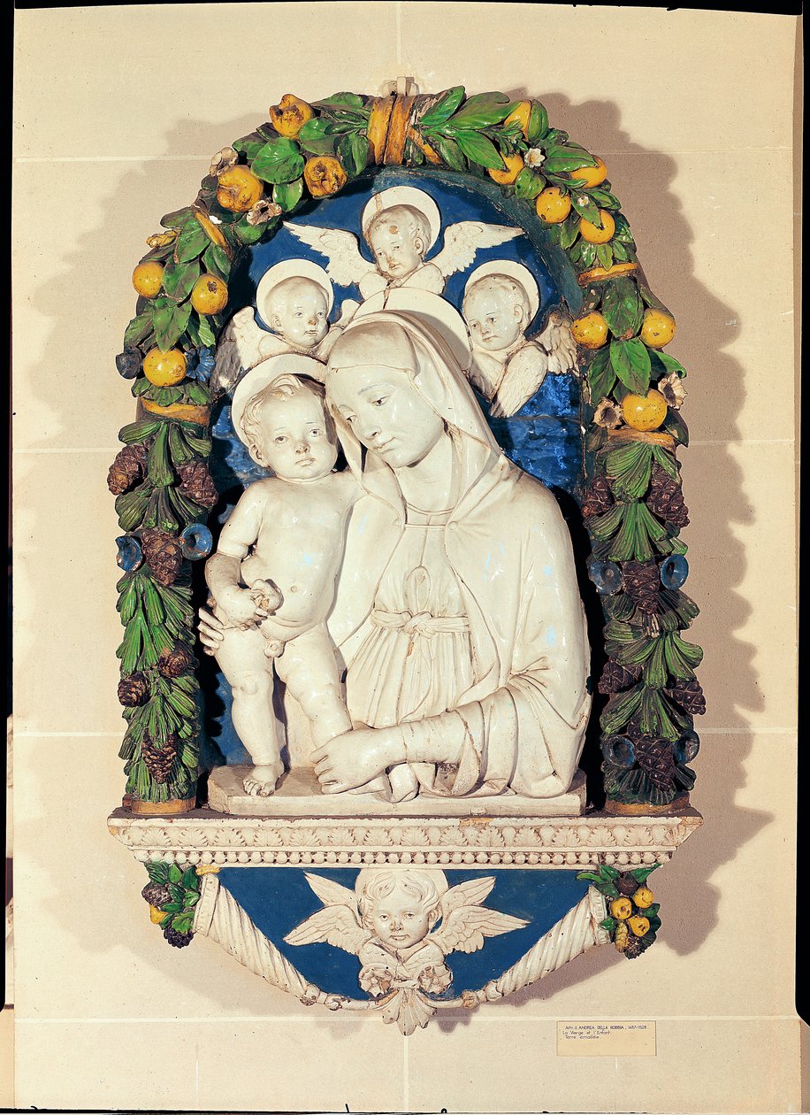 Virgin and Child (polykrom glaseret terracotta) af Andrea Della Robbia
