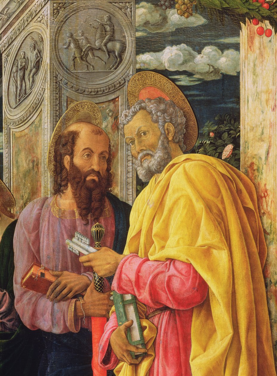 Altertavle fra San Zeno Maggiore, Verona, detalje af venstre panel, der viser Sankt Peter og Sankt Paul, ca. 1456-60 af Andrea Mantegna