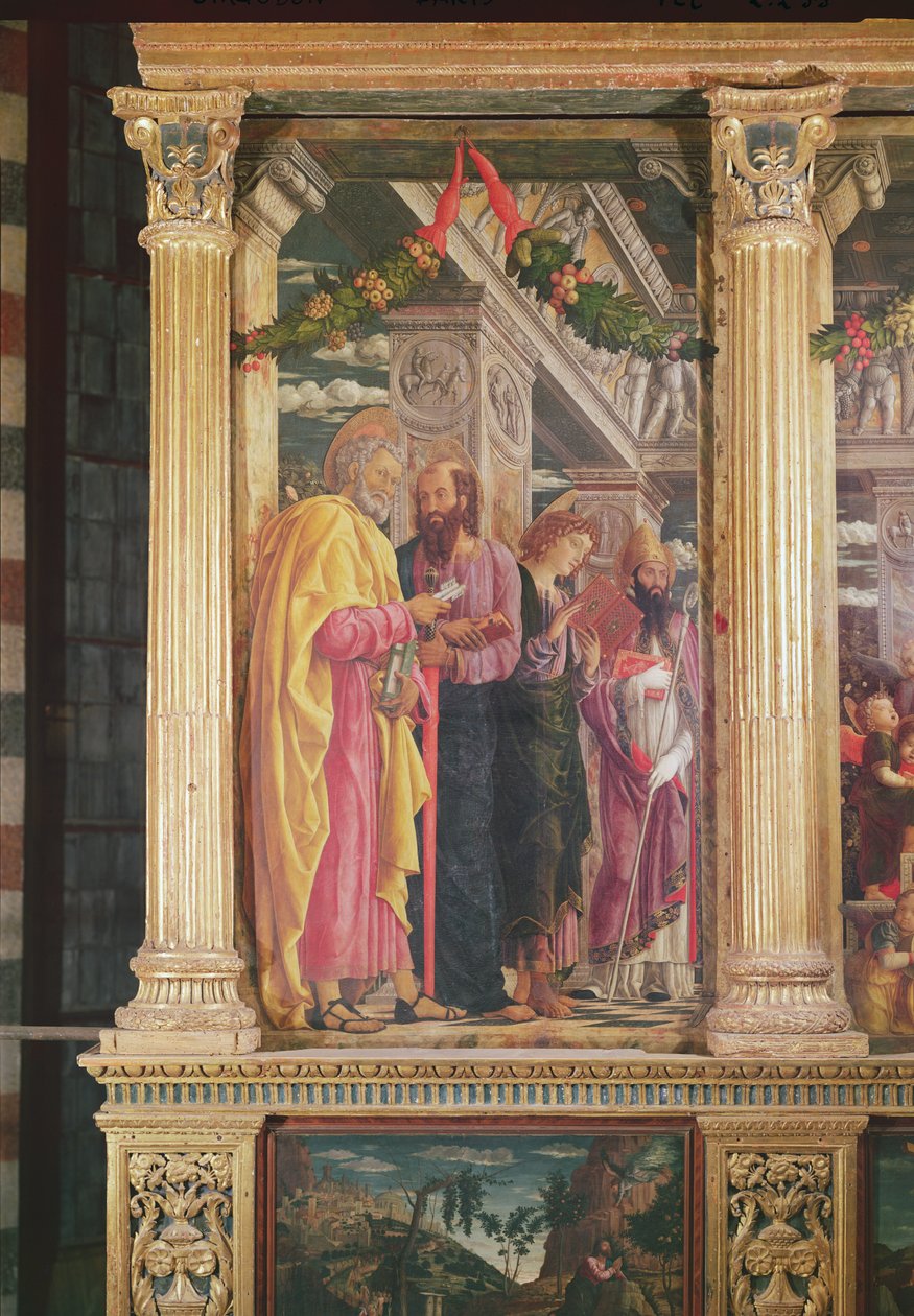 Altertavle af Sankt Zeno af Verona, venstre panel viser Sankt Peter, Sankt Paul og Sankt Johannes, 1456-60 (detaljer fra 214237) af Andrea Mantegna