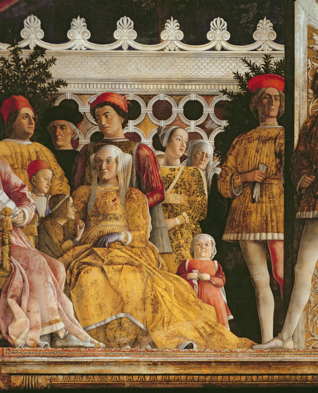 Detalje af Barbara af Brandenburg, (hustru til Marchese Ludovico Gonzaga III af Mantua og deres børn og hoffolk), fra Camera degli Sposi eller Camera Picta, 1465-74 af Andrea Mantegna