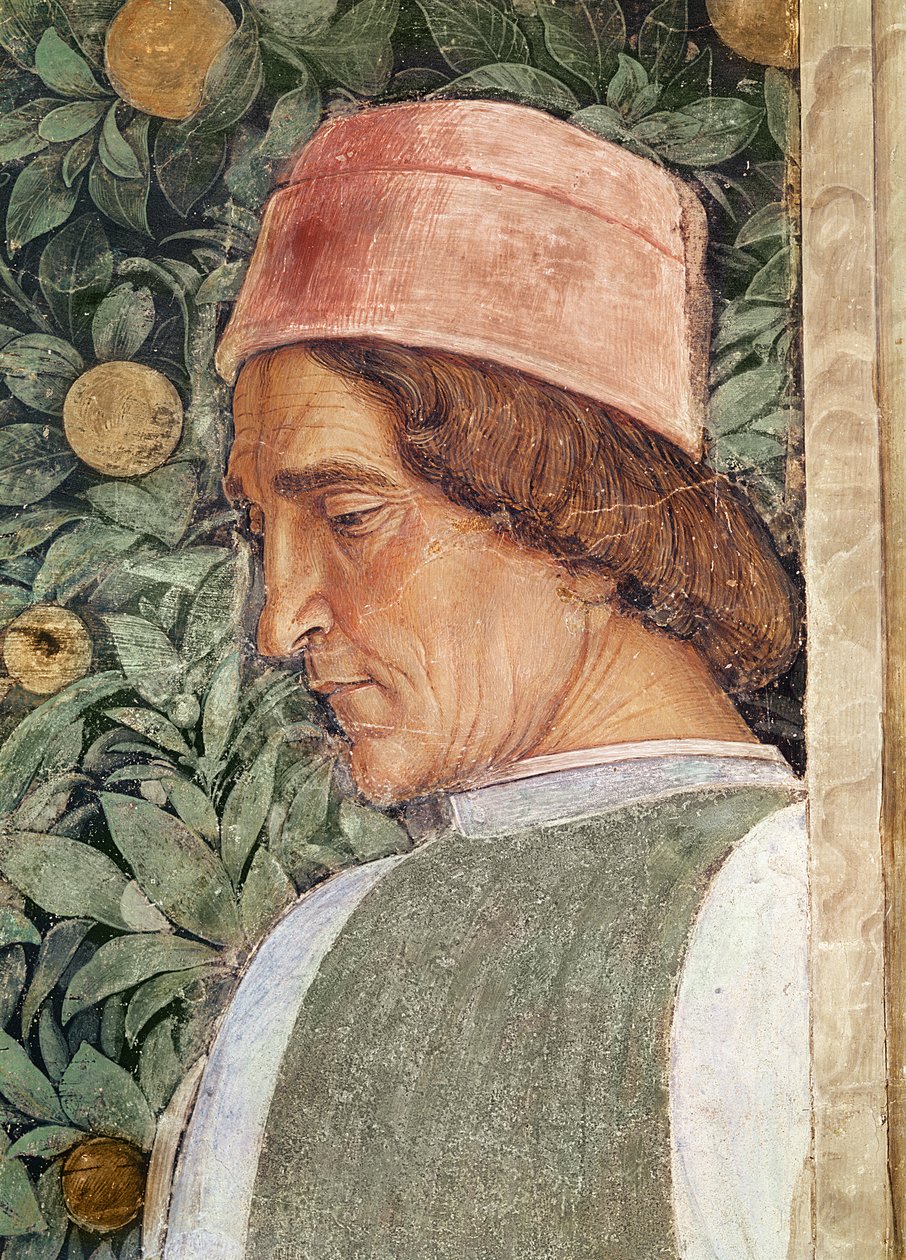 Detalje af hovedet af en brudgom, fra Camera degli Sposi eller Camera Picta, 1465-74 af Andrea Mantegna