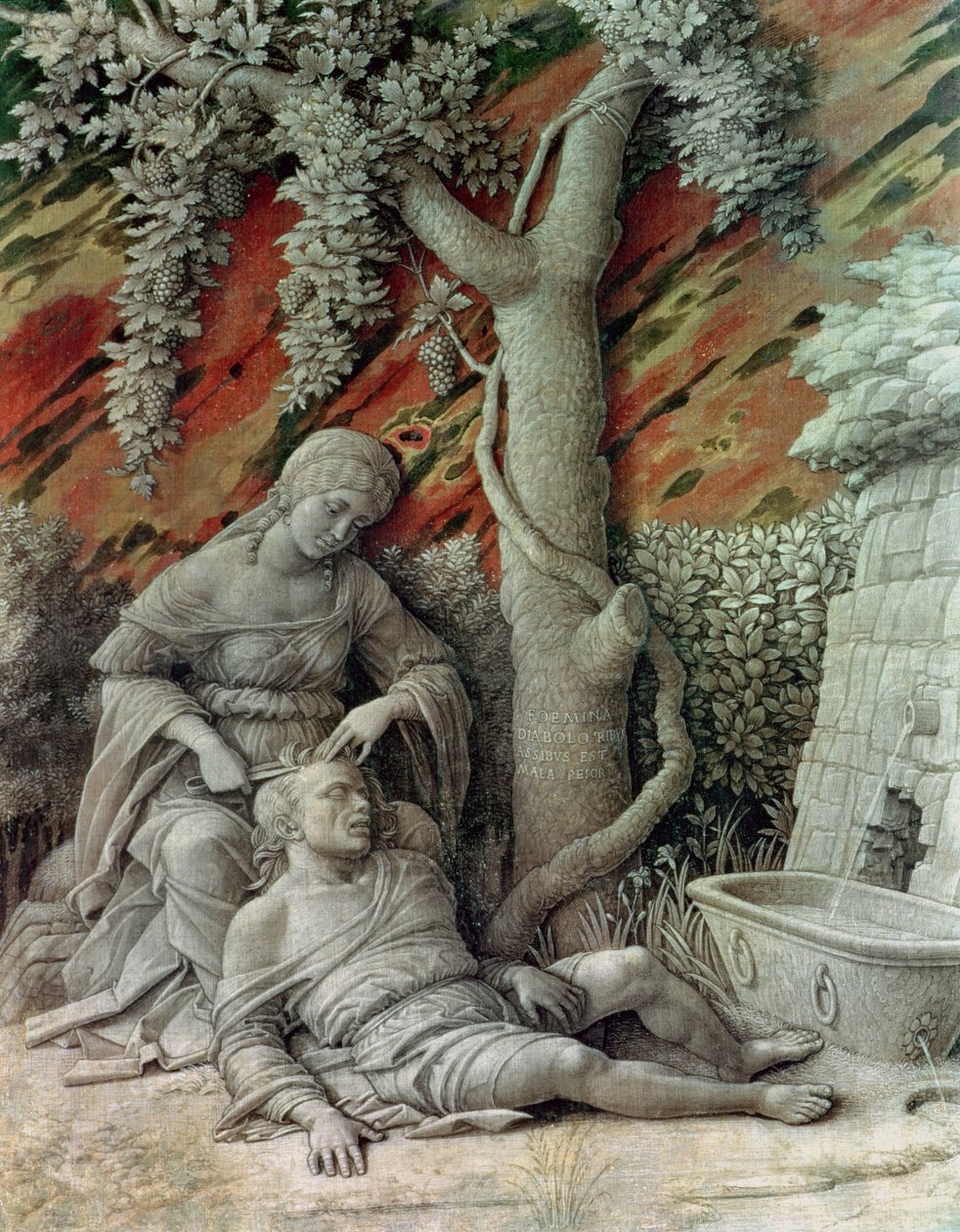 Samson og Delila, ca. 1500 (limstørrelse på linned) af Andrea Mantegna