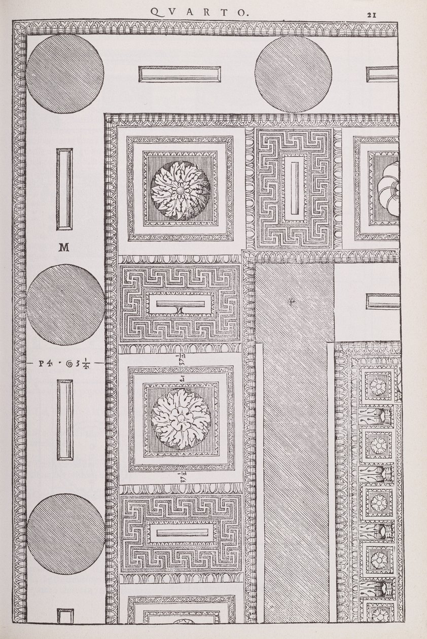 Plan over loftet på Tempio di Marte Vendicatore, illustration fra en faksimilekopi af 
