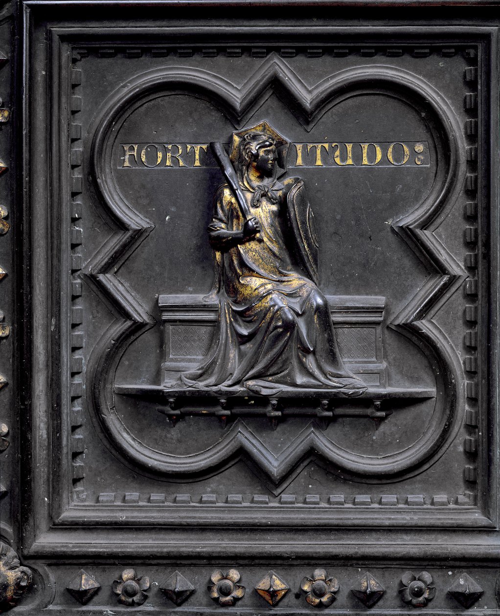 Fortitude, panel E af syddørene til dåbskapellet San Giovanni, 1336 (bronze) af Andrea Pisano