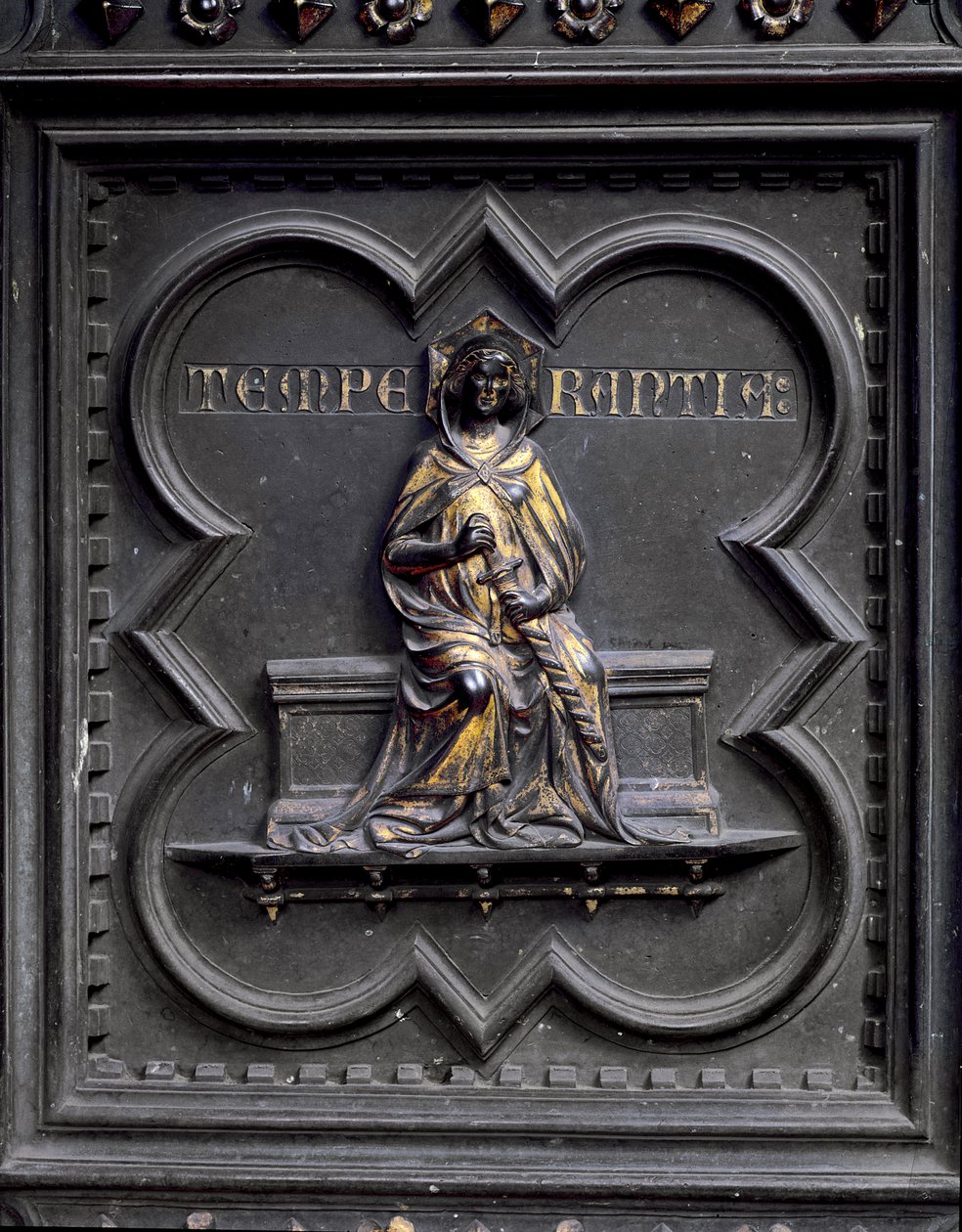 Afholdenhed, panel F på syddørene i San Giovanni-døbefondens dåbskapel, 1336 (bronze) af Andrea Pisano