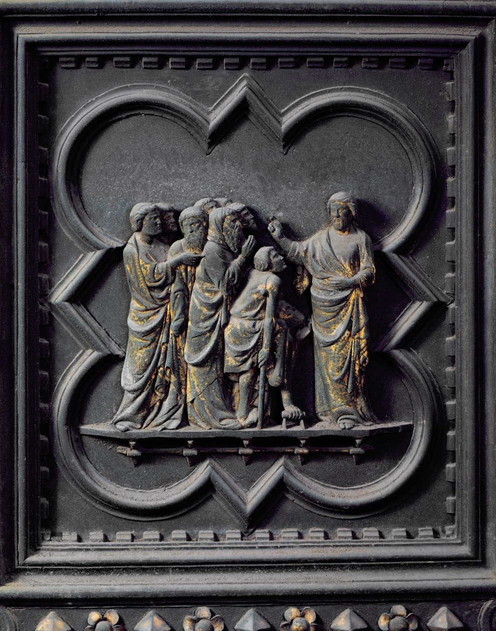 Disciplene besøger Jesus, fjortende panel af syddørene til dåbskapellet San Giovanni, 1336 (bronze) af Andrea Pisano