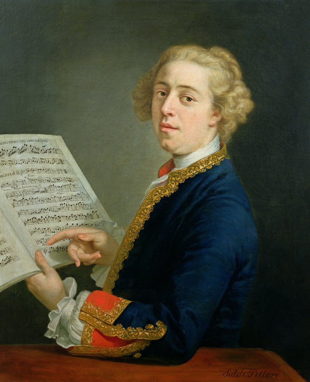 Portræt af Francesco Geminiani (1687-1762), italiensk violinist af Andrea Soldi