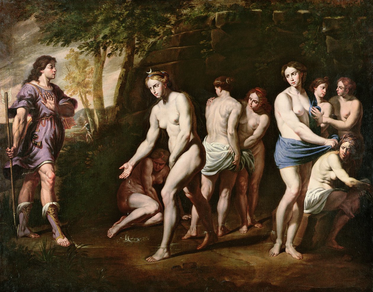 Diana og hendes nymfer overrasket af Actaeon af Andrea Vaccaro