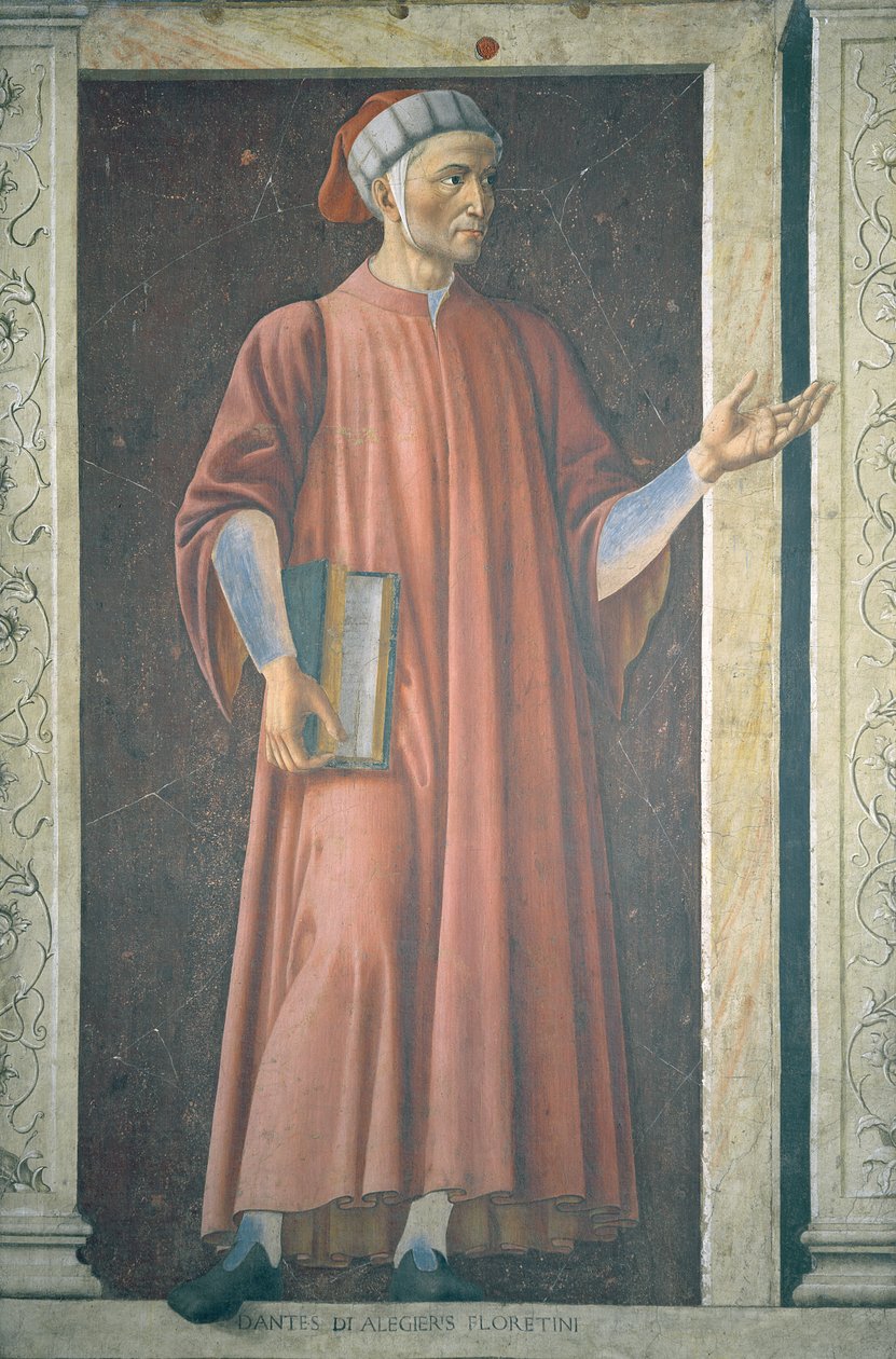 Dante Alighieri (1265-1321) fra Villa Carducci-serien af berømte mænd og kvinder, ca. 1450 (se 28493 for detaljer) af Andrea del Castagno