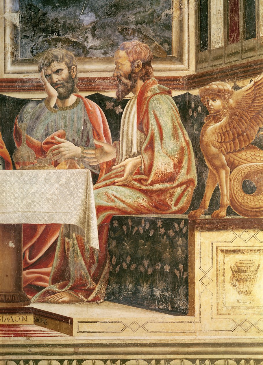Den sidste nadver, detalje af St. James the Lesser og St. Simon, ca. 1447 (detalje af 85172) af Andrea del Castagno