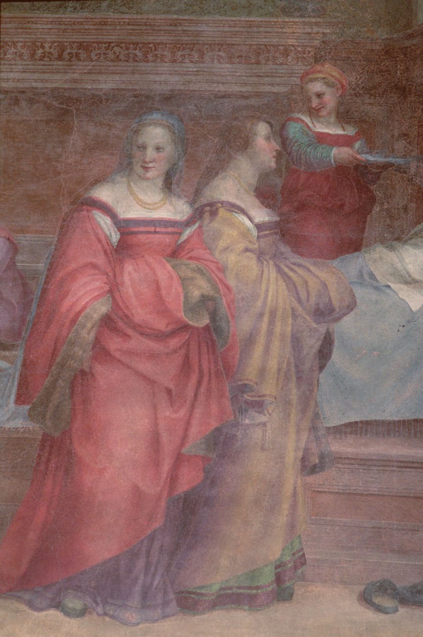 De ventende damer fra Jomfruens fødsel (detalje) af Andrea del Sarto