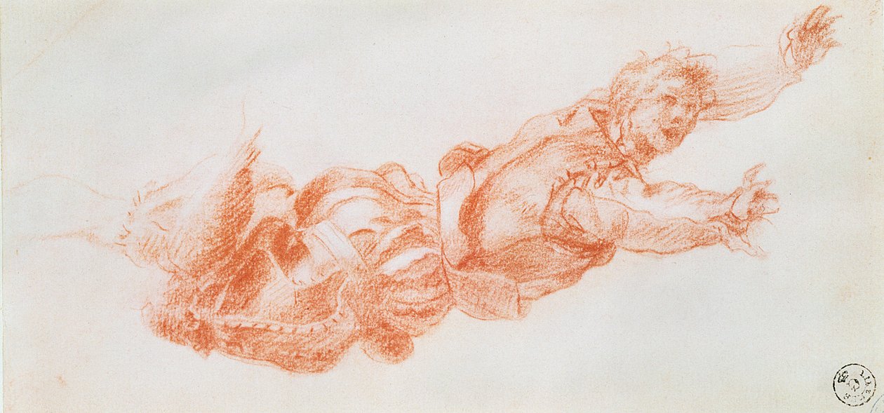 Studie af en mand, der hænger i sit højre ben (kridt på papir) af Andrea del Sarto