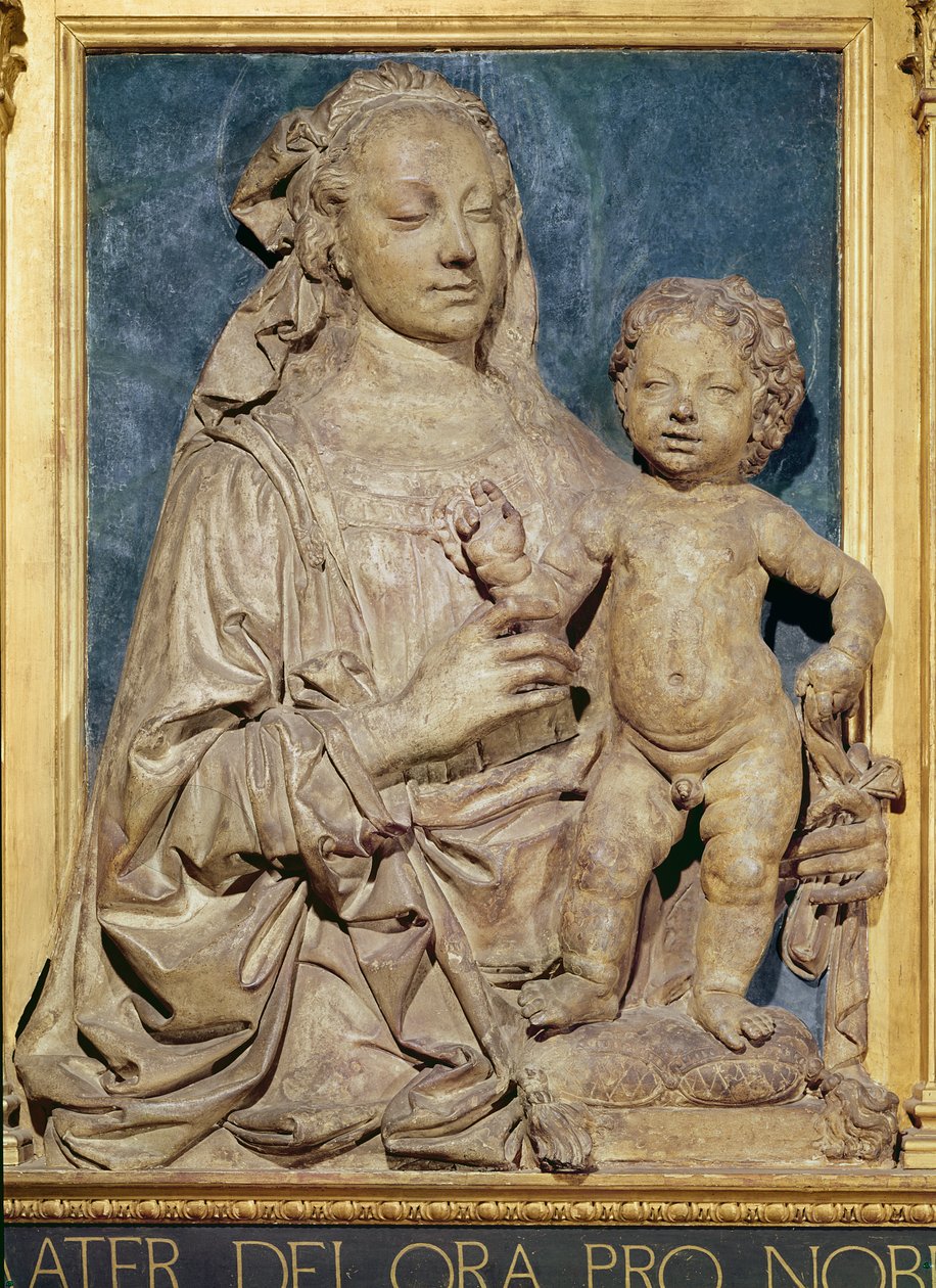 Madonna and Child, ca. 1470 (glaseret terracotta) (se også 79880) af Andrea del Verrocchio
