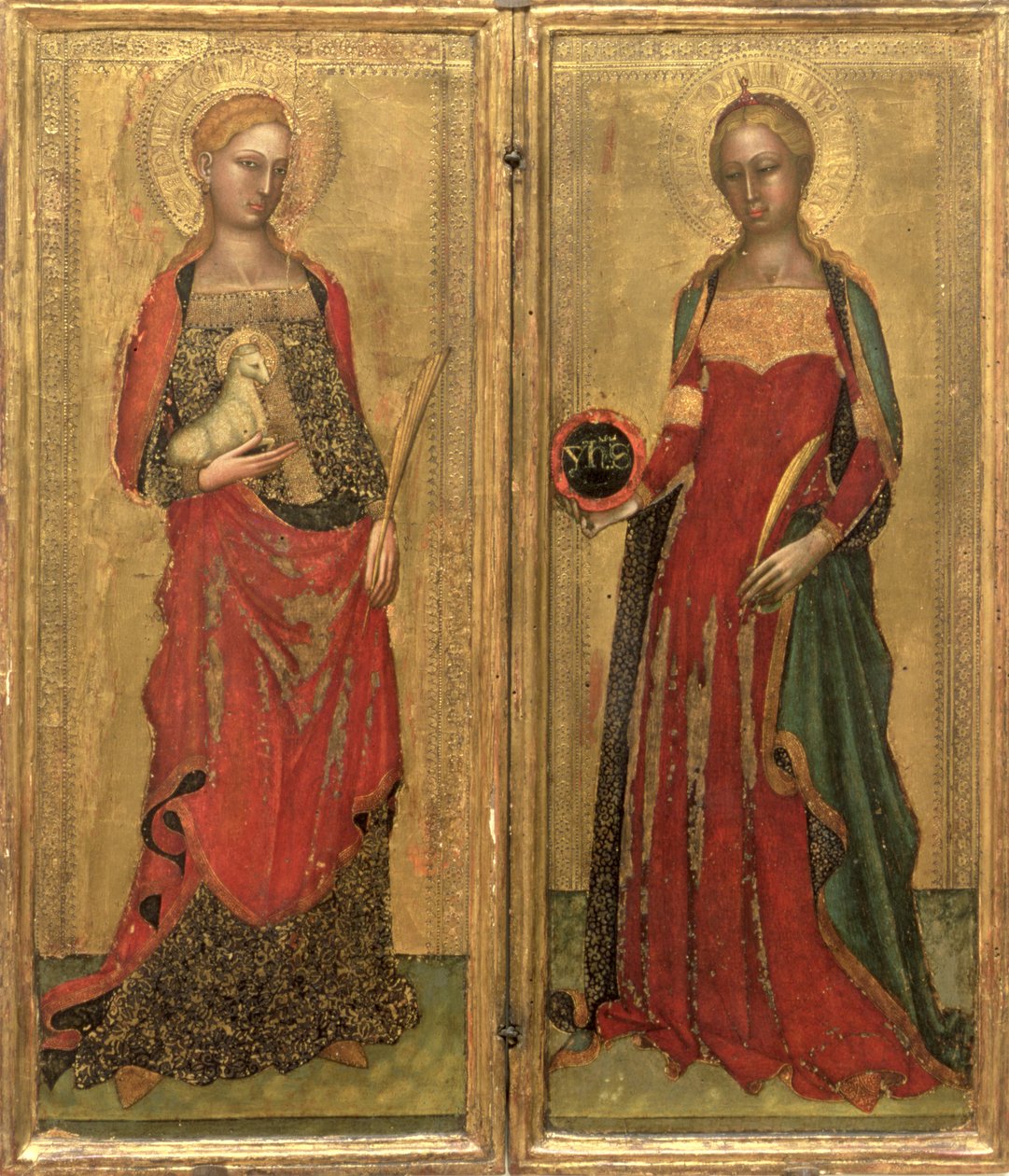St. Agnes og St. Domitilla (tempera på panel) af Andrea di Bonaiuto