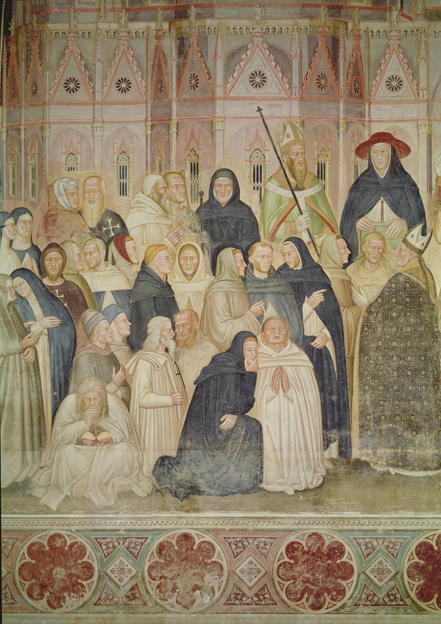 The Church Militant and Triumphant, detalje på venstre side, ca. 1366-68 freskodetalje af 72859, 31612 af Andrea di Bonaiuto