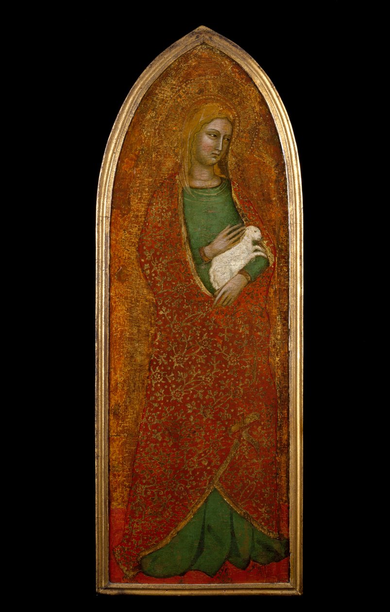 Den hellige Agnes, ca.1365 (tempera og bladguld på træ) af Andrea di Bonaiuto fl.1343 77 Andrea di Bonaiuto fl.1343 77