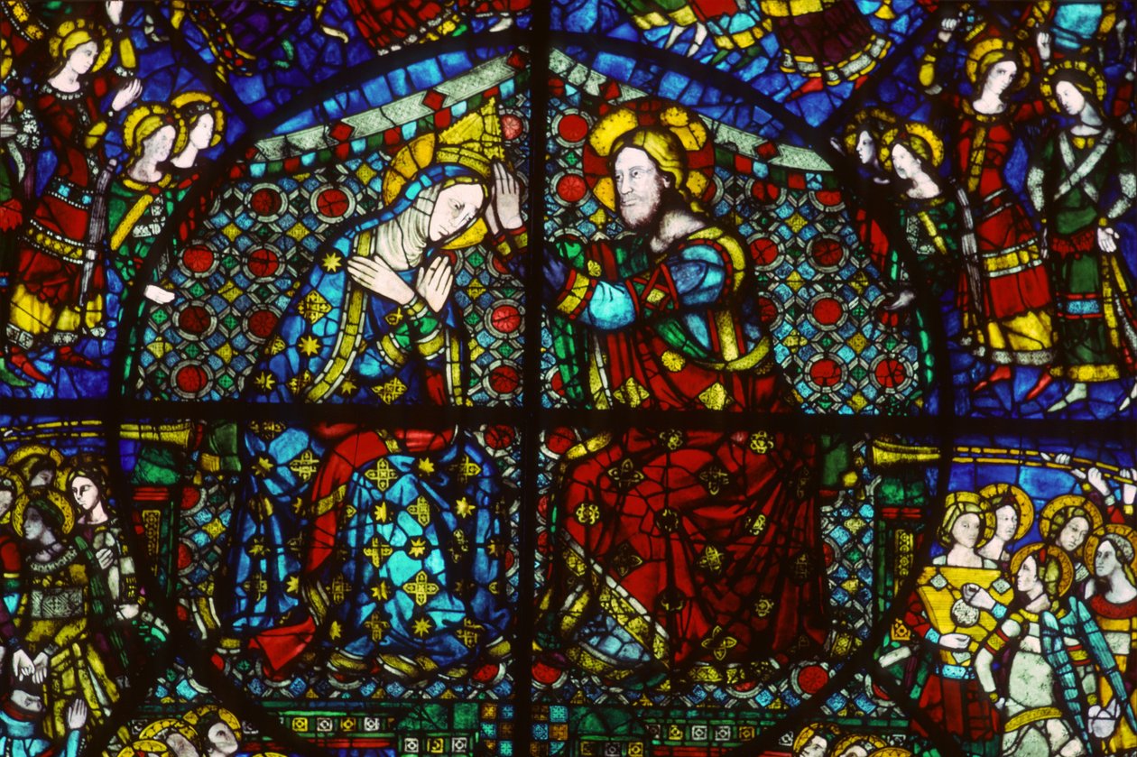 The Coronation of the Virgin, 1365 (farvet glas) af Andrea di Buonaiuto da Firenze