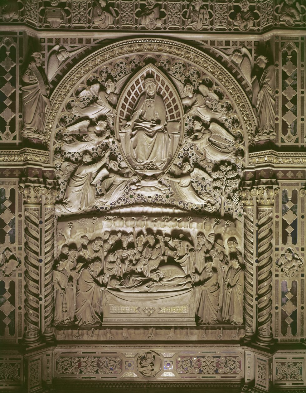 Jomfruens død og antagelse, 1349-59 (marmor) af Andrea di Cione Orcagna