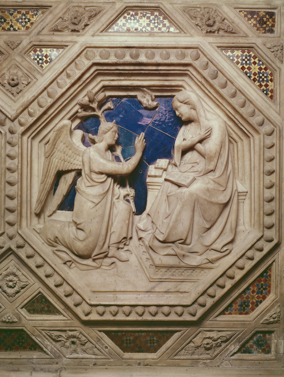 Bebudelsen, detalje fra bunden af Tabernaklet, 1349-59 (marmor) af Andrea di Cione Orcagna